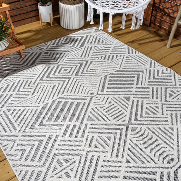Jordan High-low Pile Art Deco Geometric Indoor/outdoor Area Rug